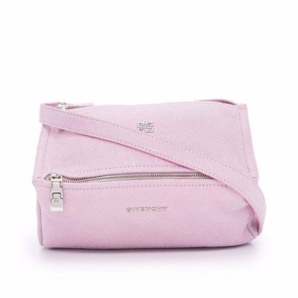 New Givenchy Pandora mini pink crackled leather bag with a shoulder strap
